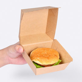 2つのサイズのクラフト紙のハンバーガー箱、ハンバーガー テークアウト箱の厚さ250gsm サプライヤー