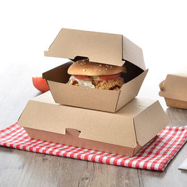 2つのサイズのクラフト紙のハンバーガー箱、ハンバーガー テークアウト箱の厚さ250gsm サプライヤー