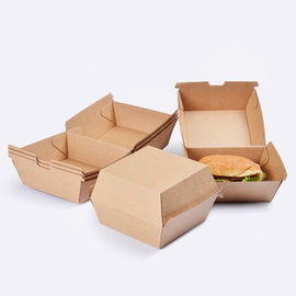 2つのサイズのクラフト紙のハンバーガー箱、ハンバーガー テークアウト箱の厚さ250gsm サプライヤー