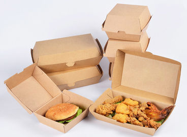 2つのサイズのクラフト紙のハンバーガー箱、ハンバーガー テークアウト箱の厚さ250gsm サプライヤー
