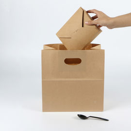 印刷される食品等級のクラフトの紙袋の使い捨て可能な習慣はハンドルをしっかりと増強します サプライヤー